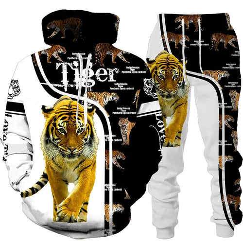 3D Tiger Print Hoodie & Jogger Set