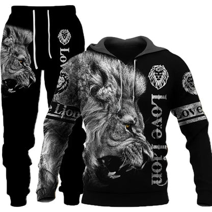 3D Tiger Print Hoodie & Jogger Set