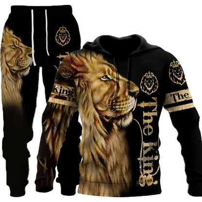 3D Tiger Print Hoodie & Jogger Set