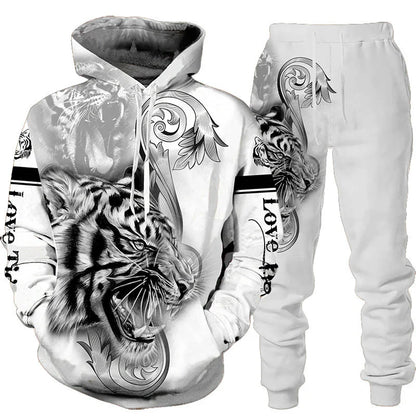3D Tiger Print Hoodie & Jogger Set