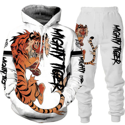 3D Tiger Print Hoodie & Jogger Set