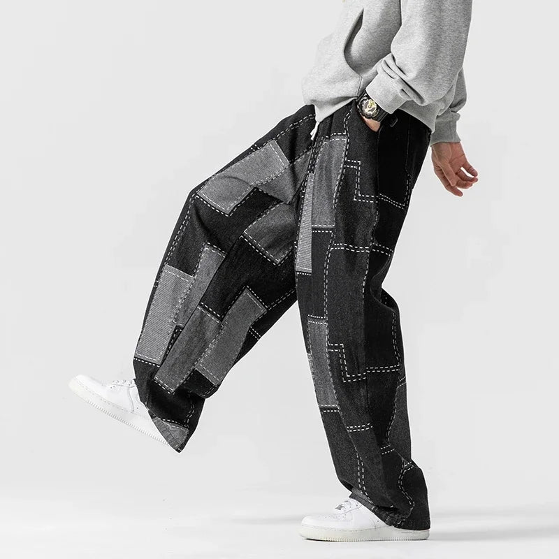 Urban Wear Patchwork Denim Joggers