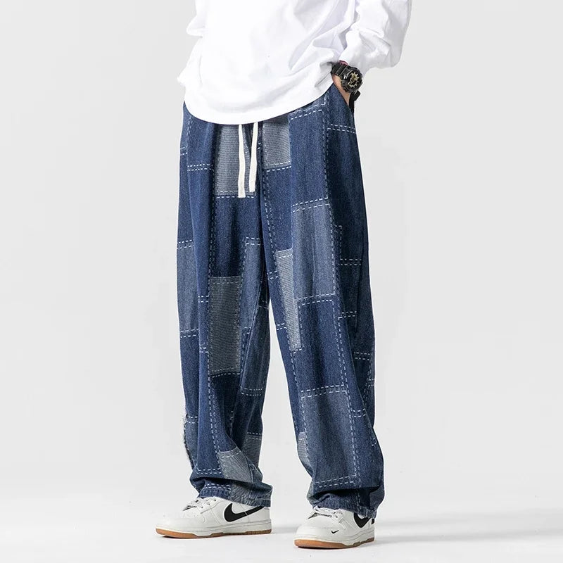 Urban Wear Patchwork Denim Joggers